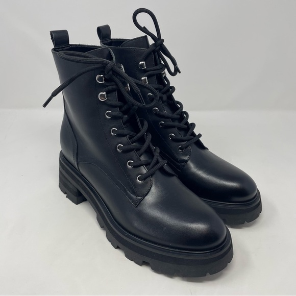 Nib Marc Fisher Lucien Lace Up Leather Combat Boots - Picture 6 of 12